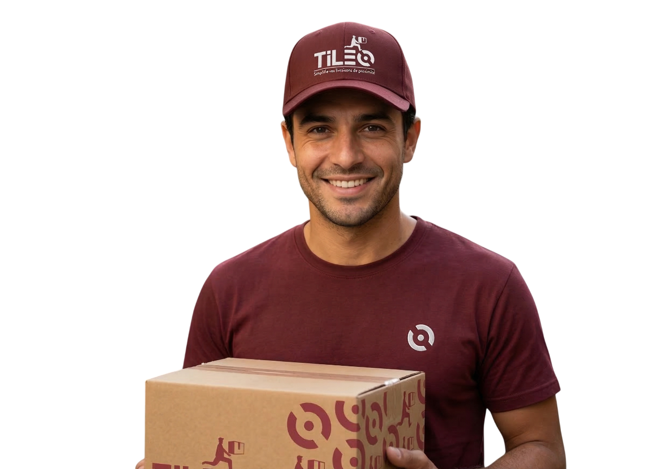 Livreur Tileo avec un colis